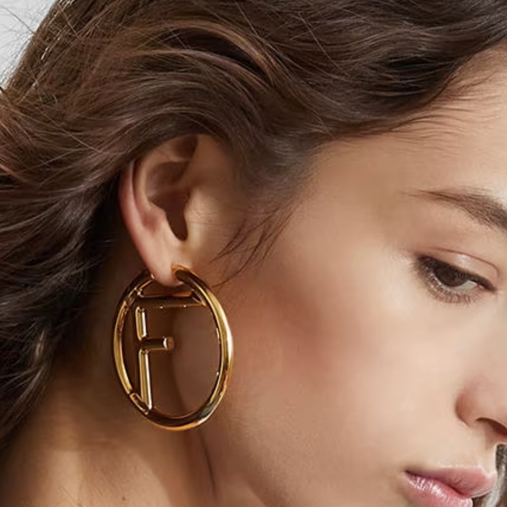 F Logo Fashion Hoop Earrings